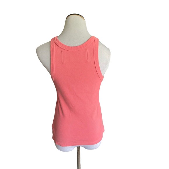 Mother Move It Womens The Chin Ups Tank Size M Coral Ribbed Racer Style Slim Fit - Picture 3 of 13